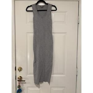 Athleta grey 81% merlino fine wool knit tank midi casual dress sz S #1647